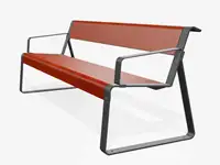 Banc LA SUPERFINE avec accoudoirs, 195cm - Coloris HPL Postforming Rust