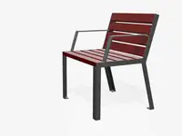 Chaise HOP HOP, dossier fermé et accoudoirs, 65cm - Mélèze avec lasure couvrante Rouge brun 