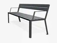 Banc HOP HOP, dossier ouvert et accoudoirs, 195cm - Mélèze avec lasure couvrante Gris Graphite