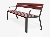 Banc HOP HOP, dossier ouvert et accoudoirs, 195cm - Mélèze avec lasure couvrante Rouge brun 