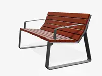 Banc MAYFIELD avec accoudoirs, 133cm - Mélèze avec lasure transparente foncée