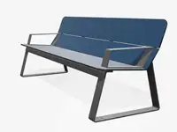 Banc SUPERFLY avec accoudoirs, 200cm - Coloris HPL Bleu foncé