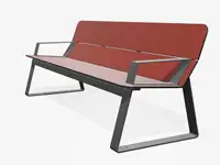 Banc SUPERFLY avec accoudoirs, 200cm - Coloris HPL Rouge pâle