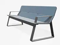 Banc SUPERFLY avec accoudoirs, 200cm - Coloris HPL Bleu pâle