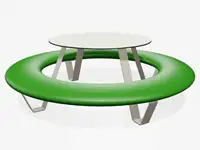 Banquette ronde BUDDY avec table, pieds et table RAL9002 blanc gris - Coloris Polyéthylène Vert jaune
