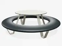 Banquette ronde BUDDY avec table, pieds et table RAL9002 blanc gris - Coloris Polyéthylène Gris graphite