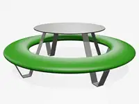 Banquette ronde BUDDY avec table, pieds et table RAL7045 Télégris 1 - Coloris Polyéthylène Vert jaune
