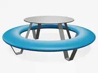 Banquette ronde BUDDY avec table, pieds et table RAL7045 Télégris 1 - Coloris Polyéthylène Bleu clair