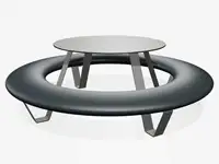 Banquette ronde BUDDY avec table, pieds et table RAL7045 Télégris 1 - Coloris Polyéthylène Gris graphite