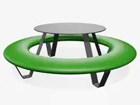 Banquette ronde BUDDY avec table, pieds et table RAL7024 Gris graphite - Coloris Polyéthylène Vert jaune