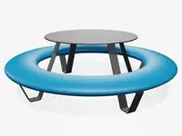 Banquette ronde BUDDY avec table, pieds et table RAL7024 Gris graphite - Coloris Polyéthylène Bleu clair