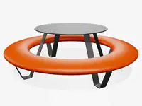 Banquette ronde BUDDY avec table, pieds et table RAL7024 Gris graphite - Coloris Polyéthylène Orangé pur