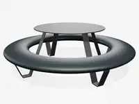 Banquette ronde BUDDY avec table, pieds et table RAL7024 Gris graphite - Coloris Polyéthylène Gris graphite