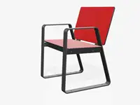 Chaise BIBI avec accoudoirs, 64cm - Coloris HPL Néon Rouge