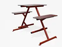 TABLE PIQUE-NIQUE HAUTE FOUR & MORE - Coloris HPL Rouge foncé