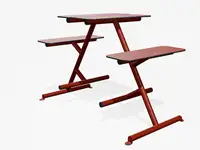 TABLE PIQUE-NIQUE HAUTE FOUR & MORE - Coloris HPL Rouge pâle