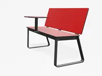 BANC BIBI 130cm - avec tablette - Coloris HPL Néon Rouge