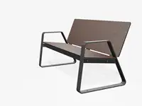 BANC LOUNGE BIBI 130cm - avec accoudoirs - Coloris HPL Cloudy Marron