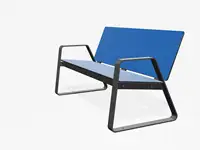 BANC LOUNGE BIBI 130cm - avec accoudoirs - Coloris HPL Néon Bleu