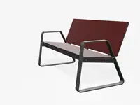 BANC LOUNGE BIBI 130cm - avec accoudoirs - Coloris HPL Rouge foncé