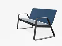 BANC LOUNGE BIBI 130cm - avec accoudoirs - Coloris HPL Bleu foncé