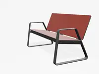 BANC LOUNGE BIBI 130cm - avec accoudoirs - Coloris HPL Rouge pâle