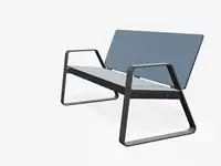 BANC LOUNGE BIBI 130cm - avec accoudoirs - Coloris HPL Bleu pâle
