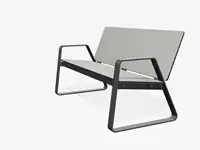 BANC LOUNGE BIBI 130cm - avec accoudoirs - Coloris HPL Solid Cloud