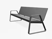 BANC LOUNGE BIBI 200cm - avec accoudoirs - Coloris HPL Cloudy Anthracite