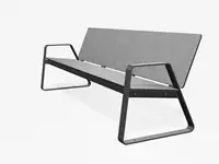 BANC LOUNGE BIBI 200cm - avec accoudoirs - Coloris HPL Cloudy Gris