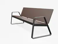 BANC LOUNGE BIBI 200cm - avec accoudoirs - Coloris HPL Cloudy Marron