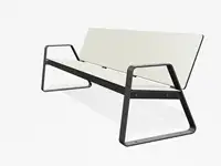 BANC LOUNGE BIBI 200cm - avec accoudoirs - Coloris HPL Solid Blanc