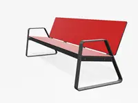 BANC LOUNGE BIBI 200cm - avec accoudoirs - Coloris HPL Néon Rouge