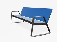 BANC LOUNGE BIBI 200cm - avec accoudoirs - Coloris HPL Néon Bleu