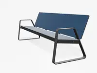 BANC LOUNGE BIBI 200cm - avec accoudoirs - Coloris HPL Bleu foncé