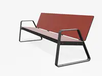 BANC LOUNGE BIBI 200cm - avec accoudoirs - Coloris HPL Rouge pâle