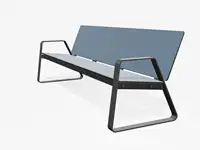 BANC LOUNGE BIBI 200cm - avec accoudoirs - Coloris HPL Bleu pâle