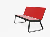 BANC LOUNGE BIBI 130cm - sans accoudoirs - Coloris HPL Néon Rouge