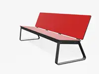 BANC LOUNGE BIBI 200cm - sans accoudoirs - Coloris HPL Néon Rouge