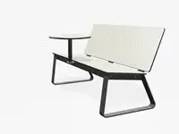 BANC LOUNGE BIBI 130cm - avec tablette - Coloris HPL Solid Blanc