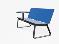 BANC LOUNGE BIBI 130cm - avec tablette - Coloris HPL Néon Bleu