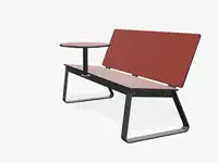 BANC LOUNGE BIBI 130cm - avec tablette - Coloris HPL Rouge pâle