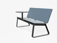BANC LOUNGE BIBI 130cm - avec tablette - Coloris HPL Bleu pâle
