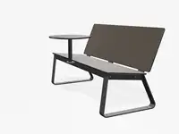 BANC LOUNGE BIBI 130cm - avec tablette - Coloris HPL Brun terre foncé