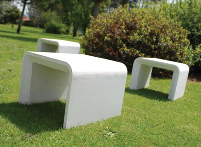 AMOP : TABOURET AR PURO - béton lisse pigmenté blanc, ref 04003/400BR