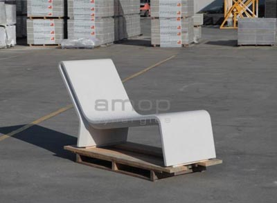 AMOP : CHAISE LONGUE AR PURO - béton lisse pigmenté blanc, ref 04015/400BR