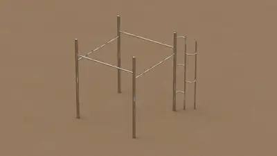 BODY ART by PRO URBA : Agrès STREET WORKOUT: Carré de barres de traction + poteau vague, ref BA02V-1**