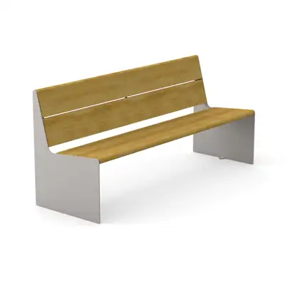 BANC HEY - acier Corten et bois tropical