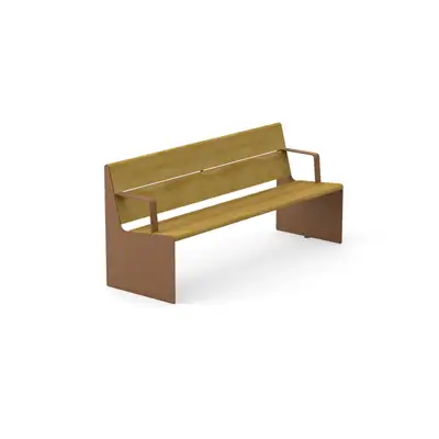 BANC HEY AVEC ACCOUDOIRS - acier Corten et pin nordique