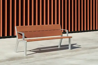 BANC MILOU AVEC ACCOUDOIRS - aluminium et bois tropical